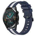 For Huawei GT2 46mm 22mm Vertical Two-Color Silicone Watch Band(Blue+White)