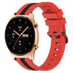 For Honor Watch GS 3 22mm Vertical Two-Color Silicone Watch Band(Red+Black)