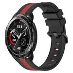 For Honor Watch GS Pro 22mm Vertical Two-Color Silicone Watch Band(Black+Red)