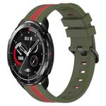 For Honor Watch GS Pro 22mm Vertical Two-Color Silicone Watch Band(Army Green+Red)