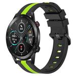 For Honor Magic Watch 2 46mm 22mm Vertical Two-Color Silicone Watch Band(Black+Lime Green)