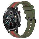 For Honor Magic Watch 2 46mm 22mm Vertical Two-Color Silicone Watch Band(Army Green+Red)