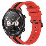 For Honor Watch Dream 22mm Vertical Two-Color Silicone Watch Band(Red+Black)