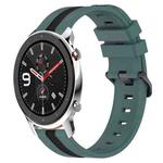 For Amazfit GTR 4 22mm Vertical Two-Color Silicone Watch Band(Green+Black)