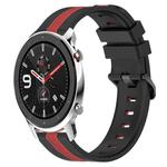 For Amazfit GTR 4 22mm Vertical Two-Color Silicone Watch Band(Black+Red)