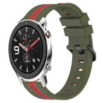 For Amazfit GTR 4 22mm Vertical Two-Color Silicone Watch Band(Army Green+Red)