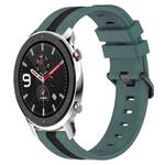For Amazfit GTR 4 Pro 22mm Vertical Two-Color Silicone Watch Band(Green+Black)