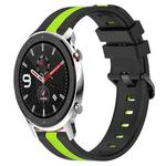 For Amazfit GTR 4 Pro 22mm Vertical Two-Color Silicone Watch Band(Black+Lime Green)