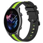 For Amazfit GTR 3 22mm Vertical Two-Color Silicone Watch Band(Black+Lime Green)