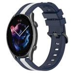 For Amazfit GTR 3 22mm Vertical Two-Color Silicone Watch Band(Blue+White)