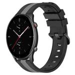 For Amazfit GTR 2e 22mm Vertical Two-Color Silicone Watch Band(Black+Grey)