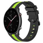 For Amazfit GTR 2e 22mm Vertical Two-Color Silicone Watch Band(Black+Lime Green)