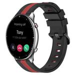 For Amazfit GTR 2 22mm Vertical Two-Color Silicone Watch Band(Black+Red)