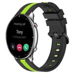 For Amazfit GTR 2 22mm Vertical Two-Color Silicone Watch Band(Black+Lime Green)