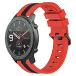 For Amazfit GTR 47mm 22mm Vertical Two-Color Silicone Watch Band(Red+Black)