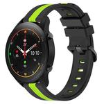 For Xiaomi MI Watch S1 Pro 22mm Vertical Two-Color Silicone Watch Band(Black+Lime Green)