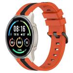 For Xiaomi MI Watch Sport 22mm Vertical Two-Color Silicone Watch Band(Orange+Black)