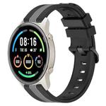 For Xiaomi MI Watch Sport 22mm Vertical Two-Color Silicone Watch Band(Black+Grey)