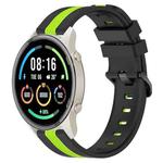 For Xiaomi MI Watch Sport 22mm Vertical Two-Color Silicone Watch Band(Black+Lime Green)
