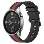 For Xiaomi MI Watch Color 22mm Vertical Two-Color Silicone Watch Band(Black+Red)
