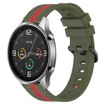 For Xiaomi MI Watch Color 22mm Vertical Two-Color Silicone Watch Band(Army Green+Red)