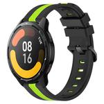 For Xiaomi MI Watch S1 Active 22mm Vertical Two-Color Silicone Watch Band(Black+Lime Green)