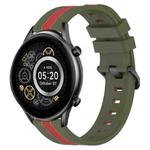For Xiaomi Haylou RT2 LS10 22mm Vertical Two-Color Silicone Watch Band(Army Green+Red)
