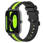 For Xiaomi Haylou RS4 LS12 22mm Vertical Two-Color Silicone Watch Band(Black+Lime Green)
