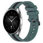 For Xiaomi MI Watch S2 42mm 22mm Vertical Two-Color Silicone Watch Band(Green+Black)