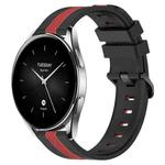 For Xiaomi MI Watch S2 42mm 22mm Vertical Two-Color Silicone Watch Band(Black+Red)