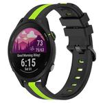 For Garmin Forerunner 255 22mm Vertical Two-Color Silicone Watch Band(Black+Lime Green)