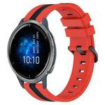 For Garmin Venu 2 22mm Vertical Two-Color Silicone Watch Band(Red+Black)