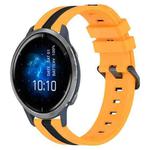 For Garmin Venu 2 22mm Vertical Two-Color Silicone Watch Band(Yellow+Black)