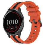 For Garmin Vivoactive 4 22mm Vertical Two-Color Silicone Watch Band(Orange+Black)