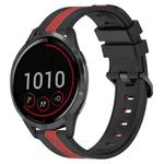 For Garmin Vivoactive 4 22mm Vertical Two-Color Silicone Watch Band(Black+Red)