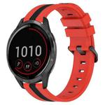 For Garmin Vivoactive 4 22mm Vertical Two-Color Silicone Watch Band(Red+Black)