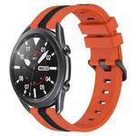 For Samsung Galaxy Watch3 45mm 22mm Vertical Two-Color Silicone Watch Band(Orange+Black)