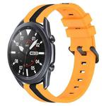 For Samsung Galaxy Watch3 45mm 22mm Vertical Two-Color Silicone Watch Band(Yellow+Black)