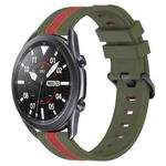 For Samsung Galaxy Watch3 45mm 22mm Vertical Two-Color Silicone Watch Band(Army Green+Red)