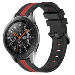 For Samsung Galaxy Watch 46mm 22mm Vertical Two-Color Silicone Watch Band(Black+Red)