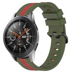 For Samsung Galaxy Watch 46mm 22mm Vertical Two-Color Silicone Watch Band(Army Green+Red)