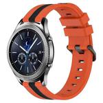 For Samsung Gear S3 Classic 22mm Vertical Two-Color Silicone Watch Band(Orange+Black)