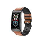 E600 1.47 inch Color Screen Smart Watch Leather Strap Support Heart Rate Monitoring / Blood Pressure Monitoring(Brown)