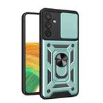 For Samsung Galaxy A34 5G Sliding Camera Cover Design Phone Case(Dark Green)