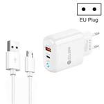 PD04 Type-C + USB Mobile Phone Charger with USB to Micro USB Cable, EU Plug(White)