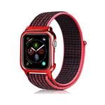 Simple Fashion Nylon Watch Band with Frame for Apple Watch Series 5 & 4 40mm(Black and red)