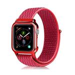 Simple Fashion Nylon Watch Band with Frame for Apple Watch Series 5 & 4 40mm(Hibiscus Pink)