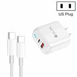 PD04 Type-C + USB Mobile Phone Charger with Type-C to Type-C Cable, US Plug(White)