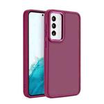 Shield Skin Feel PC Metal Lens Frame Phone Case For Samsung Galaxy S23 Ultra 5G(Purple Red)