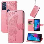 For Motorola Moto G Play 2023 Butterfly Love Flower Embossed Flip Leather Phone Case(Pink)
